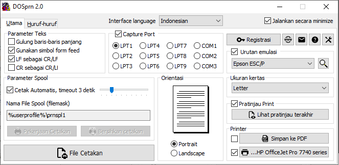 Tangkapan Otomatis mencetak teks di bawah Windows98, Windows200 dan WindowsXP