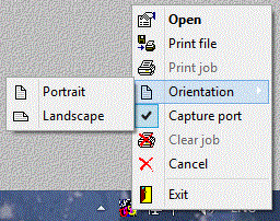 Mangatur pencetakan DOS dengan menu popup